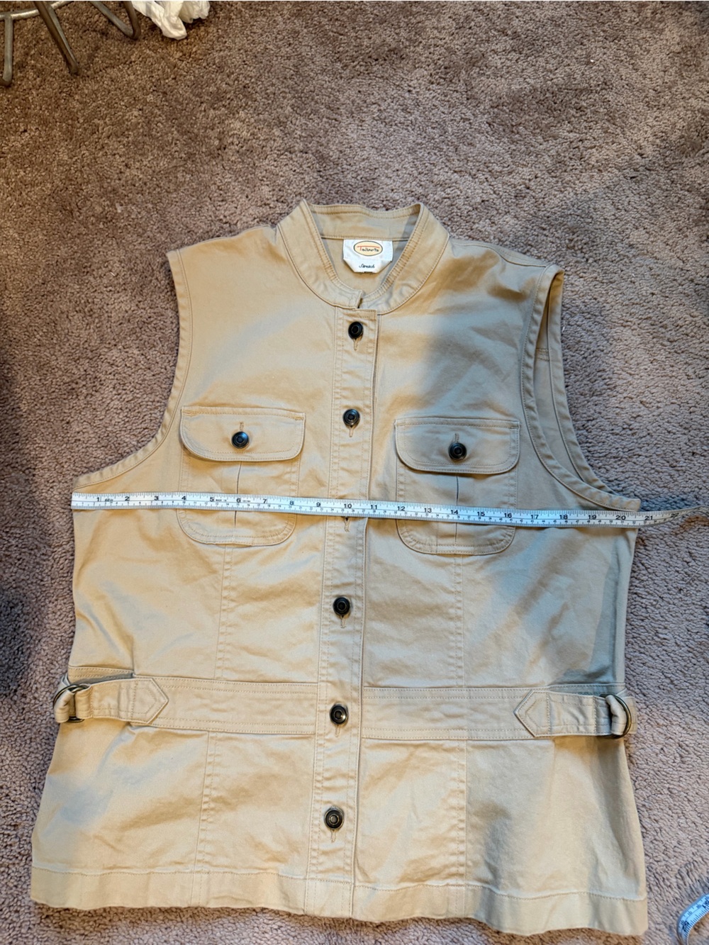 Talbots Beige Button-Front Utility Vest - Picture 4 of 8